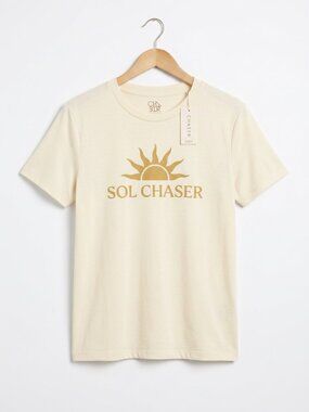 NWT Beachly Chaser Sol Chaser Sun Graphic Recycled Blend Tee Size S